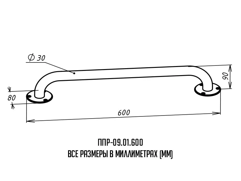Поручень для инвалидов прямой ППР-09.01.600.Н купить