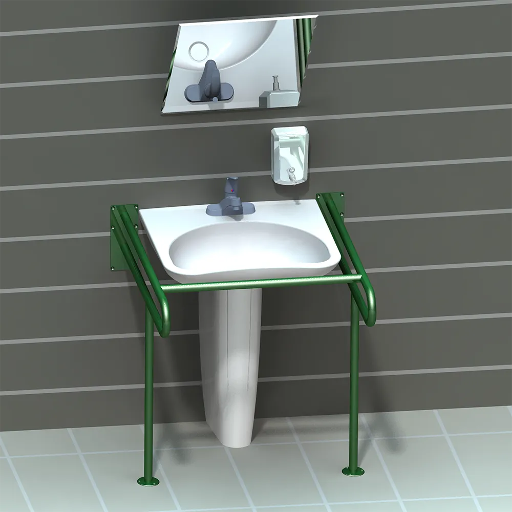 Поручень для инвалидов для раковины верхний с дополнительной опорой на пол ПР-05.02.860.840.610 | Каталог медицинской техники