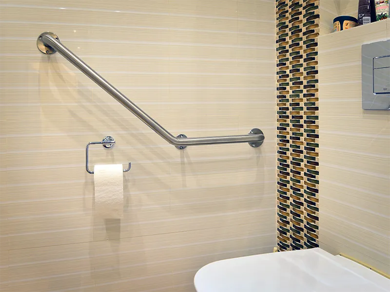 Поручень для инвалидов угловой Г-образный левый ПУ-02.06.400.600.140.Н купить