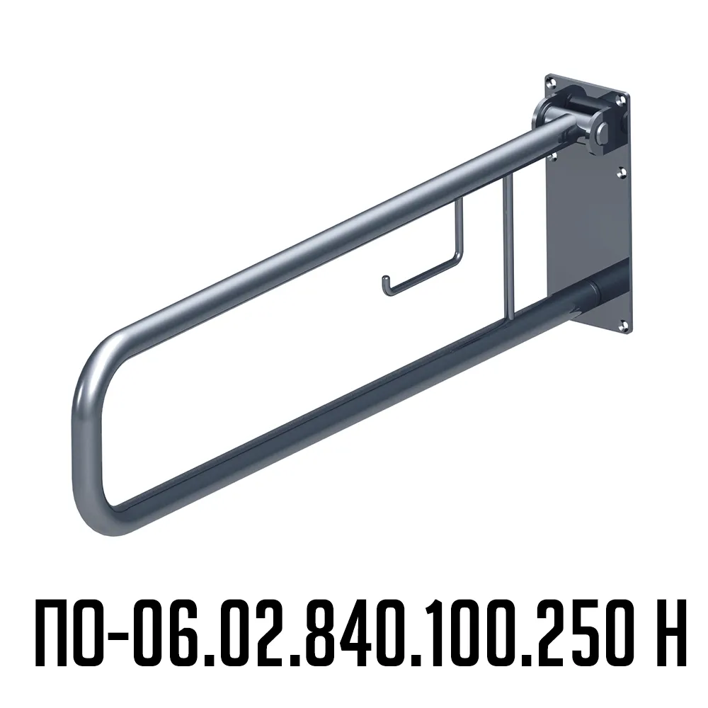 Поручень для инвалидов откидной с бумагодержателем ПО-06.02.840.100.250.Н | Вспомогательные поручни для инвалидов