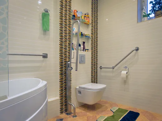 Поручень для инвалидов угловой Г-образный правый ПУ-02.01.400.600.140