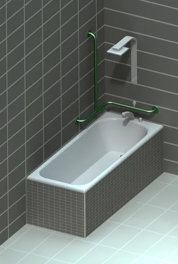 Поручень для инвалидов для ванны трехопорный левый ПВ-10.03.640.640.980