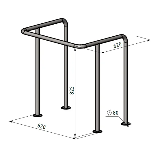 Напольный поручень для раковины ПР-05.11.820.620.822.Н габаритные размеры