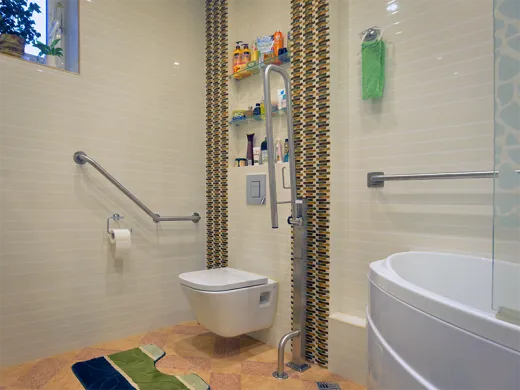 Поручень для инвалидов угловой Г-образный левый ПУ-02.06.400.600.140.Н купить