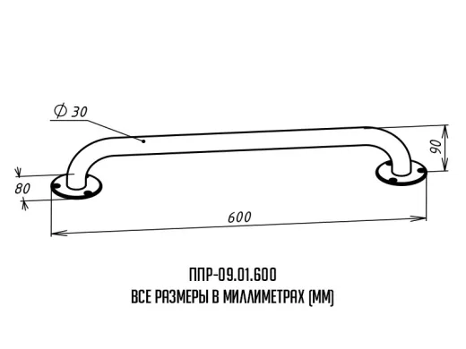 Поручень для инвалидов прямой ППР-09.01.600.Н купить
