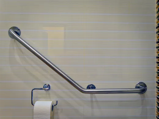 Поручень для инвалидов угловой Г-образный левый ПУ-02.06.400.600.140