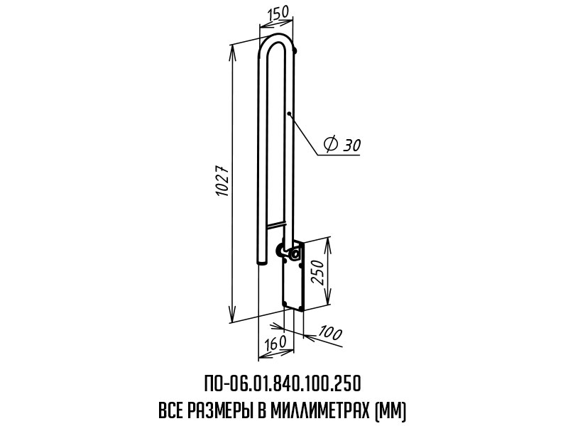 Поручень для инвалидов откидной ПО-06.01.840.100.250